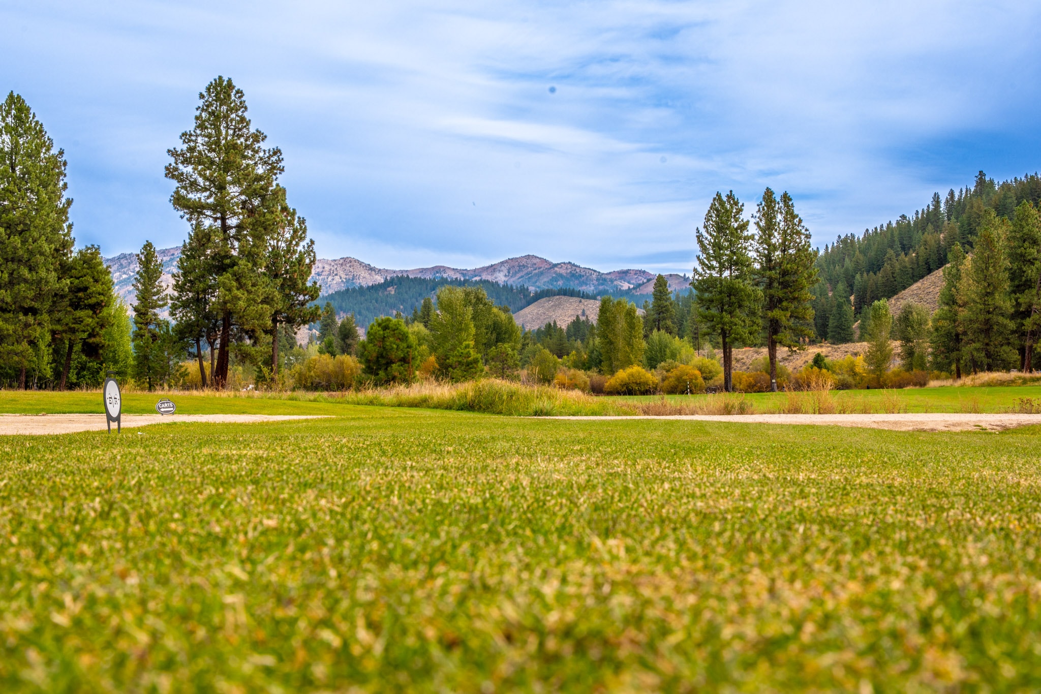 Fairway with mountains in the distance