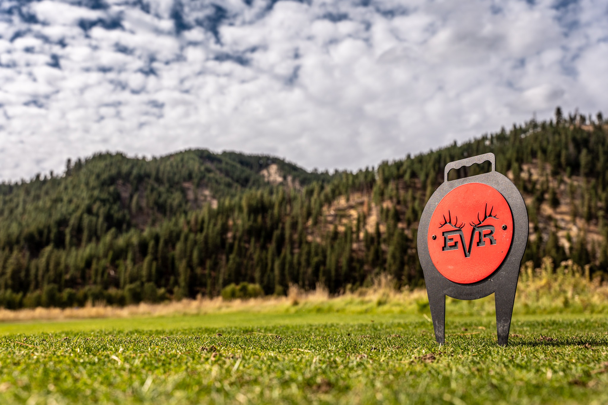 Elk Valley Resort marker beside the fairway