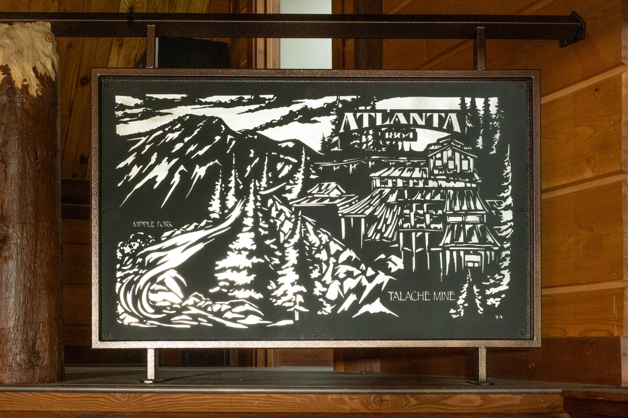 Mountain artwork inside the lodge