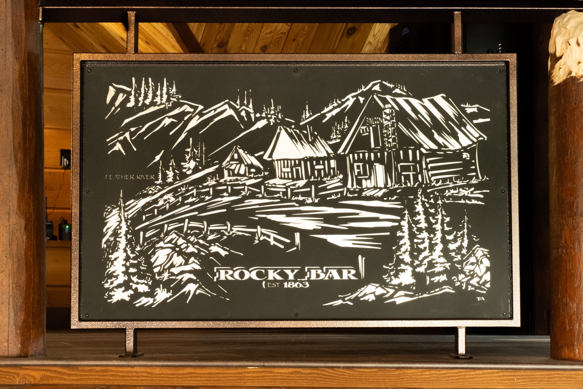 Rocky Bar artwork inside the lodge