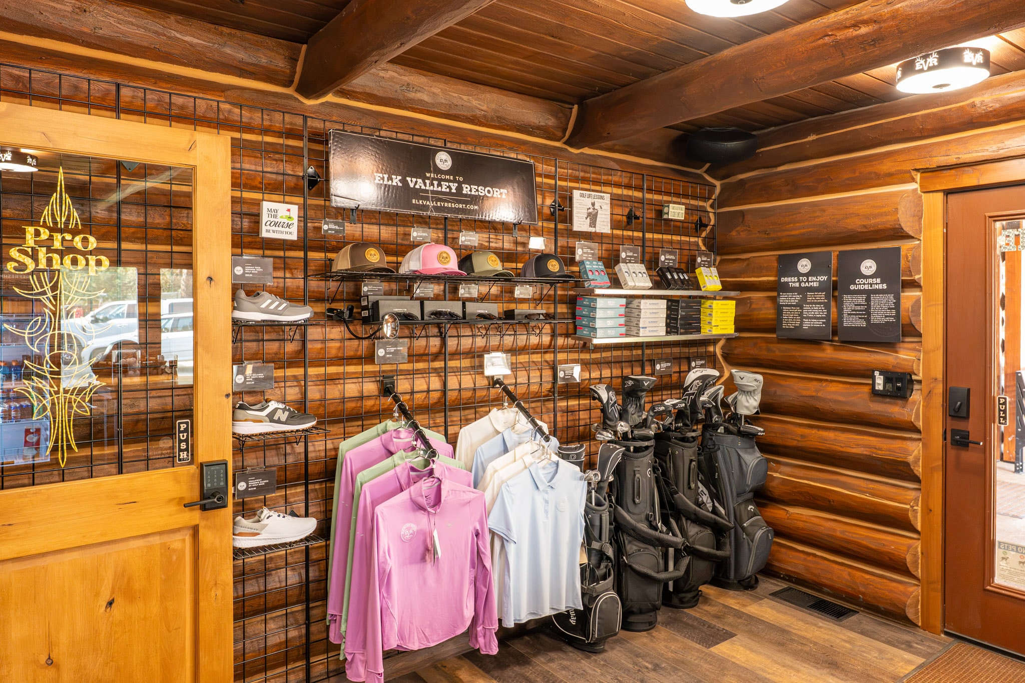 Clothing and accessories in the pro shop
